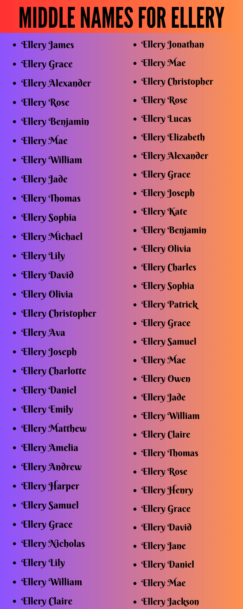 best middle name for ellery